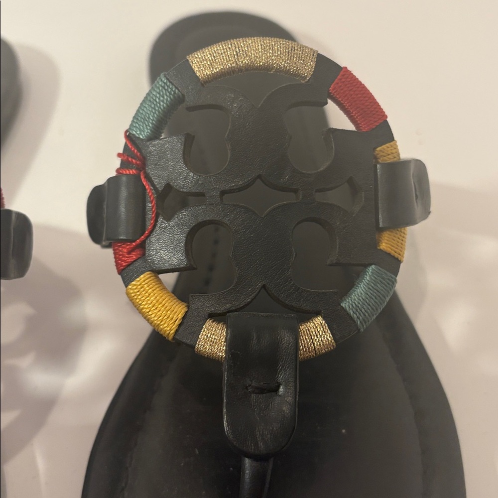 Colorful Tory Burch Miller Logo‎ Black Sandals 9.5 - Picture 3 of 9